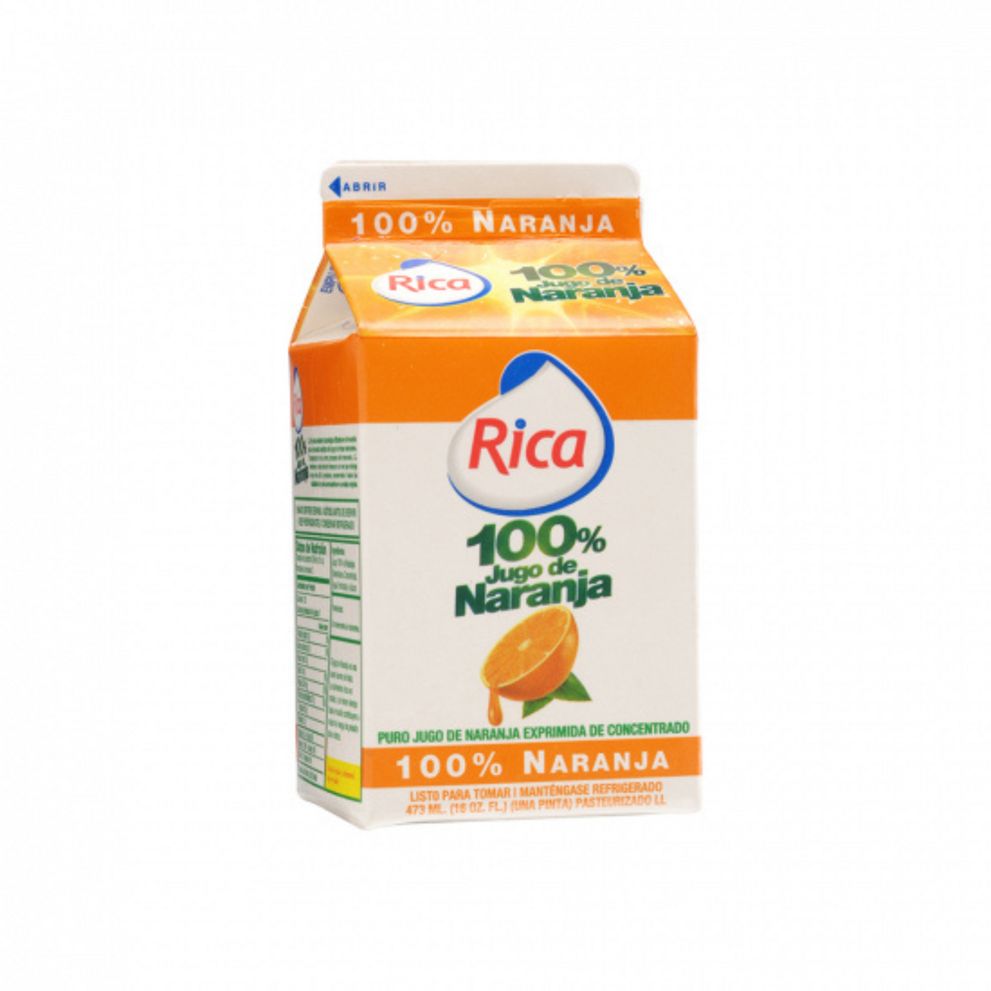 Jugo rica de naranja con azúcar 16oz