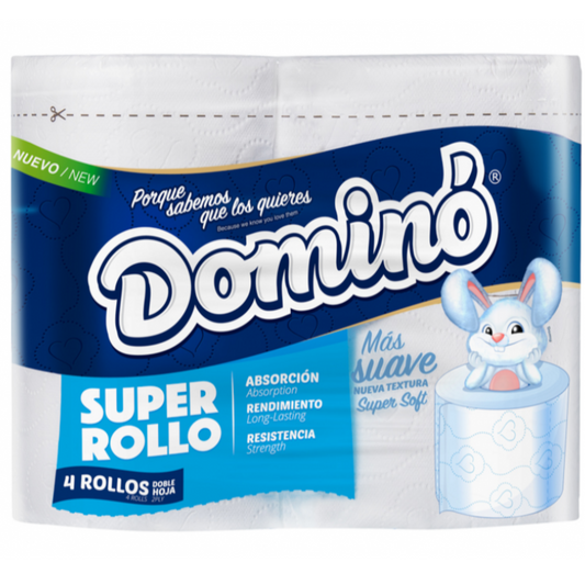 Papel higiénico domino super rollo de 4 und