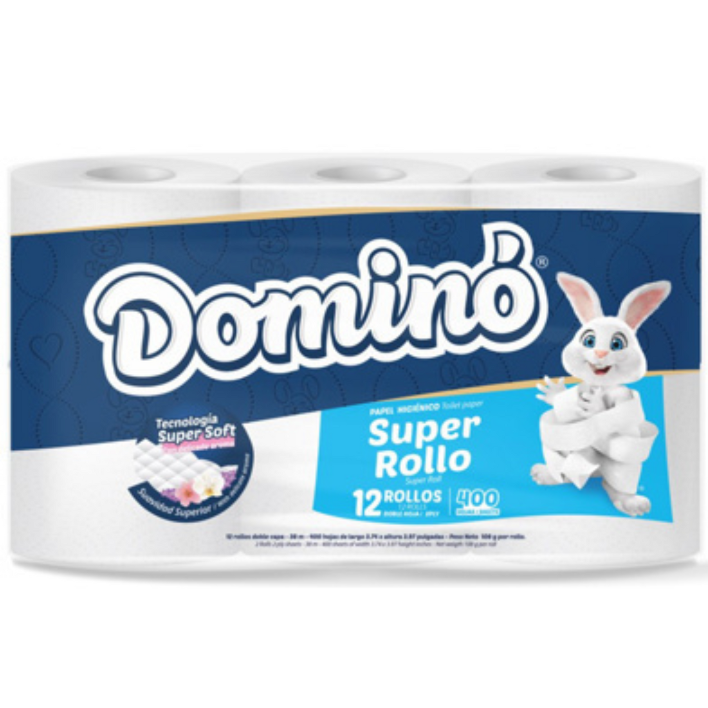 Papel higiénico domino super rollo 12 und