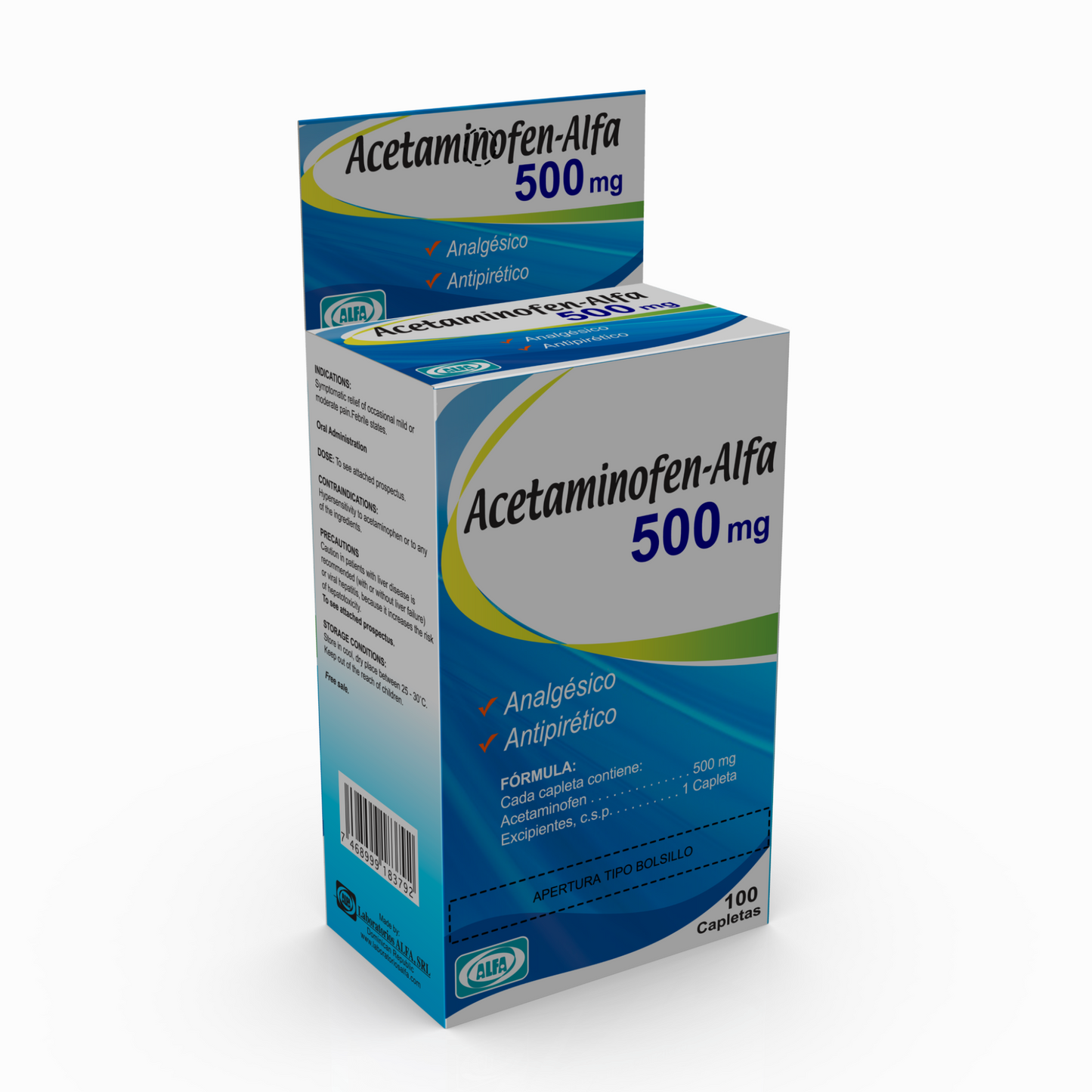 Acetaminofén alfa 500mg ud