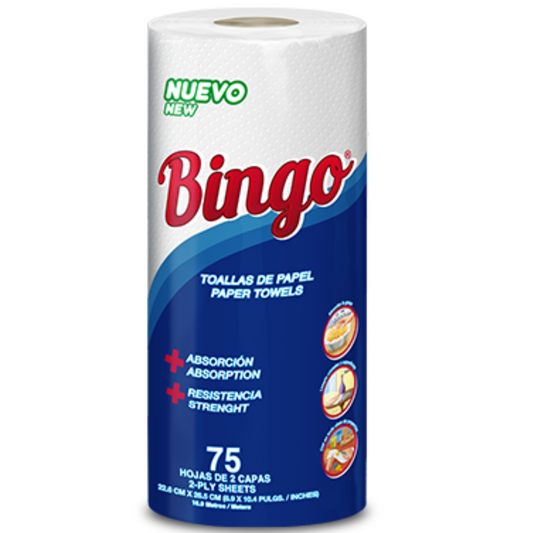 Papel toalla bingo de 75 hojas